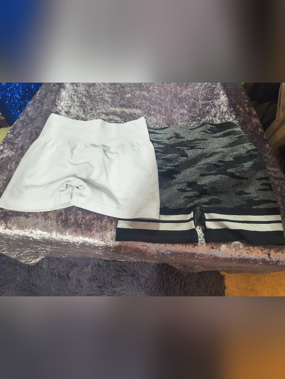 Women’s High-Waist Athletic Shorts - White & Black Camo